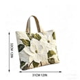 thumbnail image 3 of huayou 12.20x12.60 inch Quilted Tote Bag, White Magnolia Green Leaf Digital Print Large Capacity Zipper Handbag, Elegant Shoulder Bag Decoration for Work Daily, 3 of 7