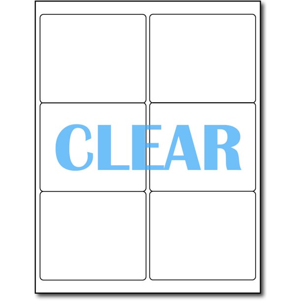 Crystal Clear Laser Labels 4" x 3 1/3" 10 Sheets / 60 Labels