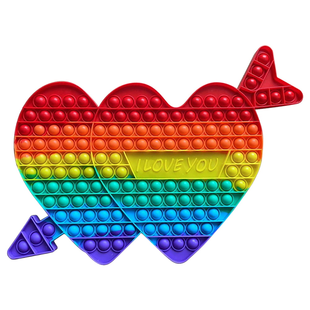 HUGE Rainbow Love Heart Arrow Bubble Push Fidget Popper Popit Giant Mega Jumbo 
