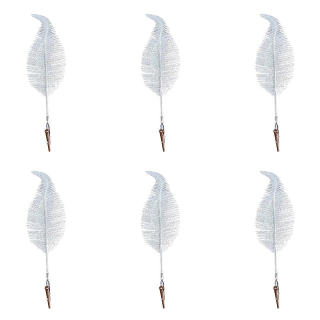 Yuarrent Abrazadera de hojas de brillo de simulación de Navidad, 6 uds., decoración de Navidad, pluma de plástico de simulación para vacaciones, bodas Kits de decoración para fiestas No.1 Yuarrent HA045229-01