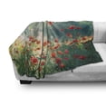 thumbnail image 3 of Nature Soft Flannel Fleece Throw Blanket, Wild Red Poppy Flowers Field Summertime Sunbeams Gardening Bedding Plants, Cozy Plush for Indoor and Outdoor Use, 70" x 90", Red Green Yellow, by Ambesonne, 3 of 6