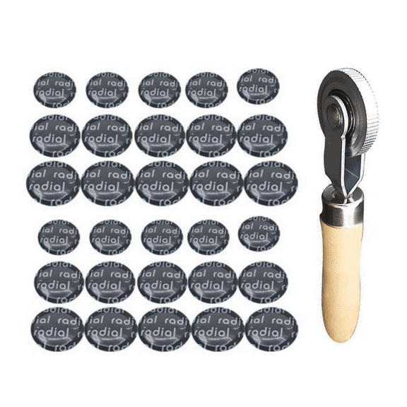 NATEFEMIN Emergency Tire Repair Kit 30 Rubber Patches Roller Tool for Car Bike Motorcycle On Road Tubeless Tyre Puncture Sealing Black