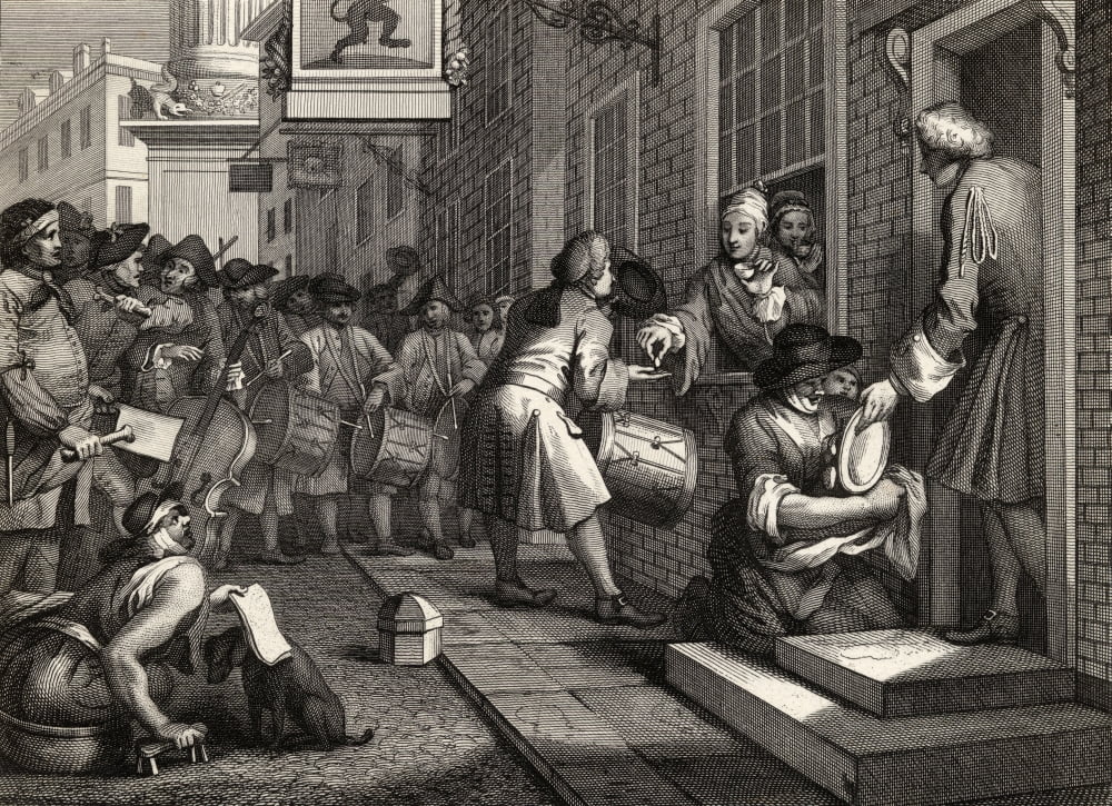 Industry And Idleness The Industrious Prentice Out Of His Time And Married To His Masters Daughter From The Original Design By Hogarth From The Works Of Hogarth Published London 1833 Canvas Art - Ken