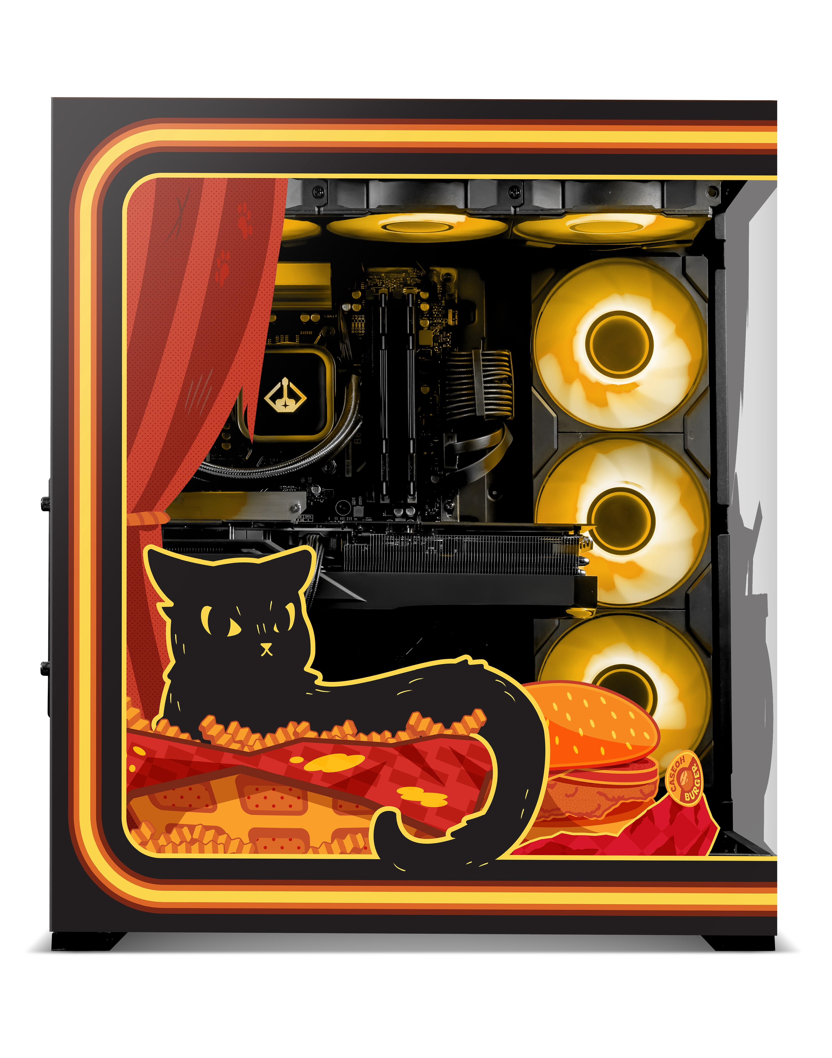 Starforge Wanderer Pro Kitty Print KP01 Gaming Desktop PC, AMD R7-7800X3D, AMD Radeon RX 9070XT 16G, 2TB Gen 4 NVMe, 32GB DDR5 RAM 6000, Win 11 Home