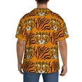 thumbnail image 3 of Fuzoiu Tiger Print Men's Casual Short,Men's Short Sleeve Shirt,Mens Casual Button Down Shirts,Cuban Collar Summer Shirt for Beach, Vacation, and Outdoor Activities-X-Large, 3 of 5