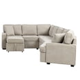 thumbnail image 4 of 126" L-shaped Sofa Sectional Sofa Couch Pull-out Sofa Bed with Charging Devices and Cup Holders for Living Room (Beige), 4 of 12