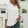 thumbnail image 2 of Women's Casual 3/4 Sleeve Henley V-Neck Button Up Pleated Back Blouses Swiss Dot Blouse Tops T-Shirts, 2 of 5