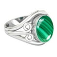 thumbnail image 3 of 925 Sterling Silver Ring Natural Malachite Handmade Jewelry, 3 of 10