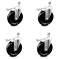 thumbnail image 2 of 6 Inch Phenolic Swivel 10mm Threaded Stem Caster Set with Total Lock Brake, 2 of 2