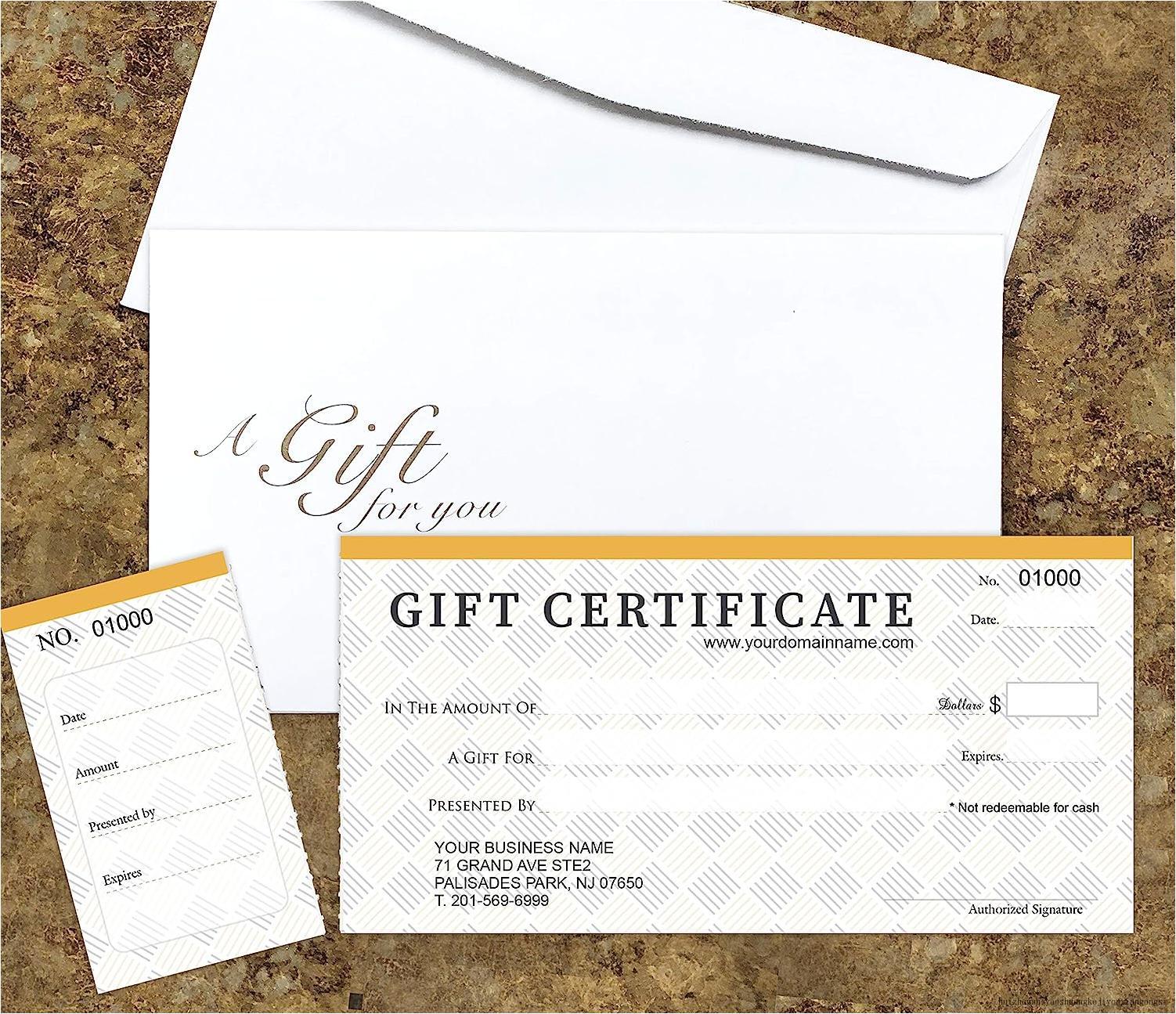 Gift Certificates For Business With Your Store Name And Address, Comes