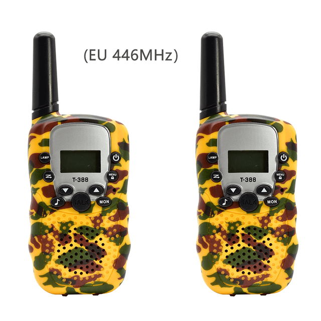 walkie talkie para niños, pantalla LCD, radio bidireccional con botones, intercomunicador para niños, juguete EU 446MHz, camuflaje amarillo 1 par Inevent EL001087-03B