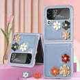 thumbnail image 6 of for Samsung Galaxy Z Flip 4 Flower Cute Case, Applique Design Slim Thin PU Leather & Crystal Hard PC Shockproof Protective Phone Cover Case for Samsung Z Flip 4 LTH Blue, 6 of 14