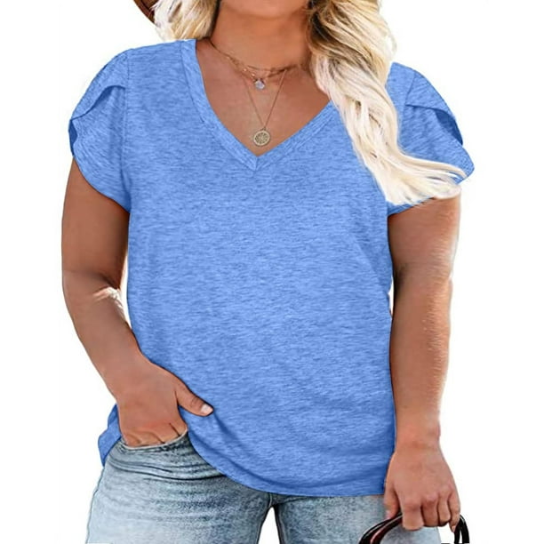 Plus Size V Neck T-shirts