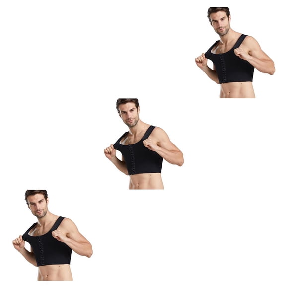 Eigraketly Chaleco con forma de pecho para hombre, Control masculino, ginecomastia de mama, camiseta sin mangas ajustable, corsé correcto de No.1 3piezas
