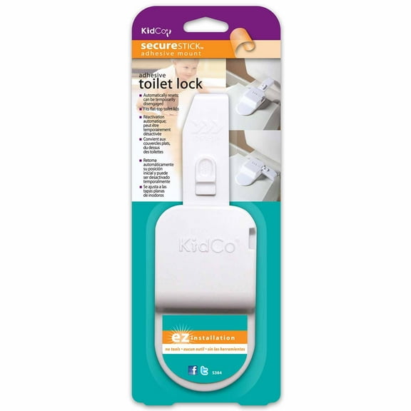 KidCo Child Safety Adhesive Toilet Lock for Child Safety, White, Plastic
