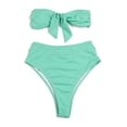 thumbnail image 1 of Conjunto de bikini bandeau con estampado floral para mujer, traje de baño sexy con nudo frontal y corte alto sin tirantes, 1 of 5