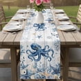 thumbnail image 4 of Blue Octopus Coastal Table Runner 48 Inches, Beach Starfish Nautical Coral Retro Bed Runner Dresser Scarves Tabletop for Indoor Outdoor Parties/Ceremony/Banquet, 13" x 48", 4 of 9