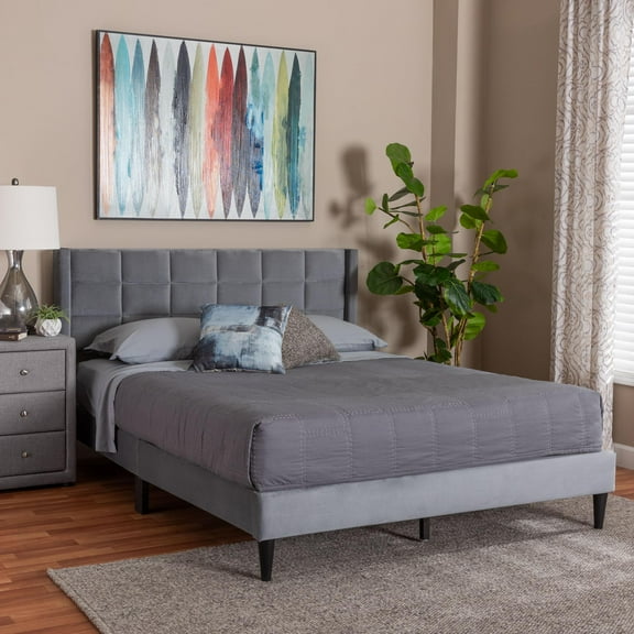 Baxton Studio Payne Modern Platform Bed, Queen, Grey