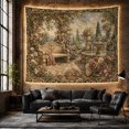 thumbnail image 6 of Two Pale Doves on a Flowered Courtyard Path, Peaceful Vintage for Bird Lovers, Dove Rose Garden Art, Wedding Gift, Tapestry Wall Hanging for Bedroom and Living Room, 6 of 7