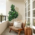 thumbnail image 4 of 6FT Fiddle Leaf Fig Tree Artificial, Realistic Faux Ficus Lyrata Trees with 141 Leaves, Indoor Fake Floor Plants for Home Office Living Room Decor, with 9" Gray Planter Pot, 4 of 8