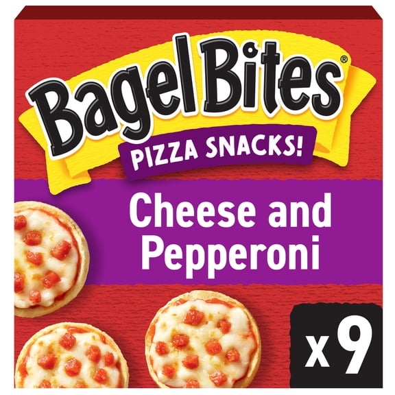 Bagel Bites Mini Pizza Bagel Frozen Snacks, 1 Box, for After-School and Late Night Snacking, Cheese and Pepperoni, No High-Fructose Corn Syrup and No Artificial Flavors, 9 Count