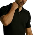 thumbnail image 4 of Mens Knit Polo Shirt Short Sleeve Hollow Out Breathable Knit Shirt Texture Knitted Sweater Size S-2XL Black, 4 of 4