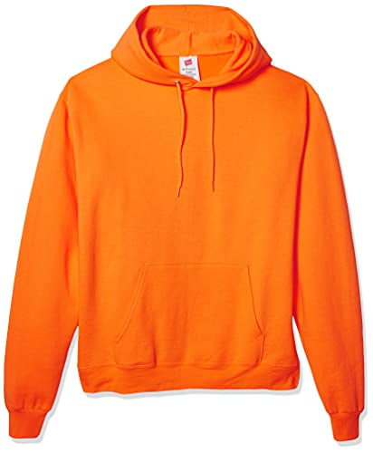 Hanes Men's Pullover EcoSmart Hooded Sweatshirt, safety orange, Medium