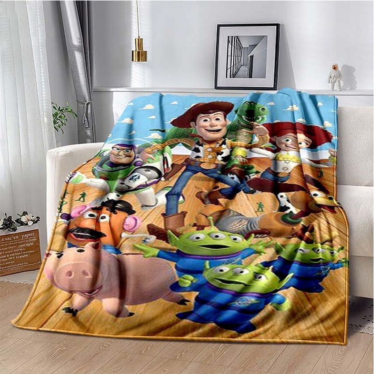 Cartoon Disney Toy Story Soft Plush Blanket Flannel Blanket Throw Blanket For Living Room Bedroom Bed Sofa Picnic Cover LS