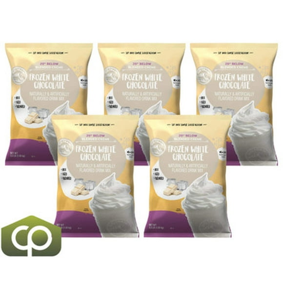 Big Train 20 Below Frozen White Hot Chocolate Mix – Velvety 3-in-1 Frappe & Specialty Drink Base, 3.5 lb. (1.59 kg) Bags – Bulk 5/Case