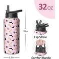 thumbnail image 2 of 32oz Corgi Water Bottle with Handle and Flip Straw, Dog Animal Sports Stainless Steel Insulated Cup Travel Coffee Mug Tumbler, Birthday Mothers Day Chritmas Gifts for Women, 2 of 6