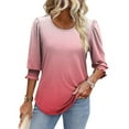 thumbnail image 5 of HomeGardon 3/4 Length Sleeve Womens Tops,Womens Shirts Womens Casual Printed Summer Tops for Women Smocked Cuffs,S-XXL, 5 of 8