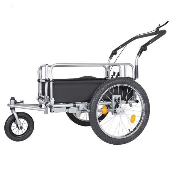 GDF Studio 3-in-1 Bike Cargo Trailer, Convertible Stroller and Pull Cart, 20" Fat Tires with Steel Frame, Black