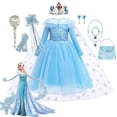 thumbnail image 2 of Frozen Snow Queen Elsa vestido niñas princesa Cosplay disfraz azul manga larga malla vestido niños Halloween cumpleaños fiesta Vestidos7-8T (etiqueta 140) Gao Jinjia LED, 2 of 2