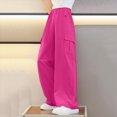 thumbnail image 2 of TOWED22 Girls Oversized Wide Leg Sweatpants Kids Baggy Straight Leg Track Pants Casual Plain Pockets Joggers(Red,150), 2 of 4