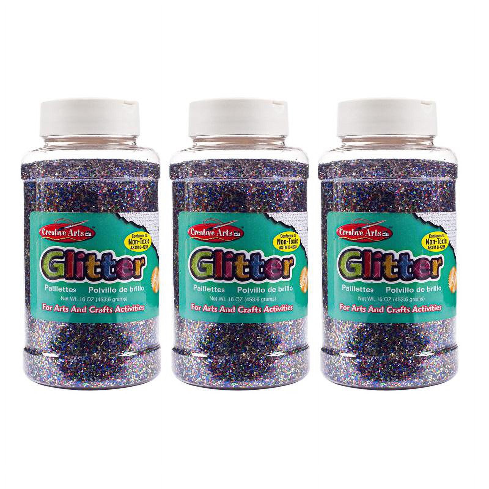 Charles Leonard Creative Arts Glitter, 1 lb. Bottle, Multi-Color, Pack of 3