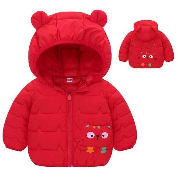 2022 Otoño Invierno Niños Abajo Chaquetas acolchadas Infantes Bebés Niños Niñas Dibujos animados lindo Oreja ligera Abrigos con capucha Niños pequeños Ropa para niños 5-6T (Etiqueta 120) Gao Jinjia LED