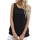 thumbnail image 3 of Camisa holgada sin mangas, de color puro, con cuello redondo y doble capa para mujer - Top de gasa de verano XL negro, 3 of 6
