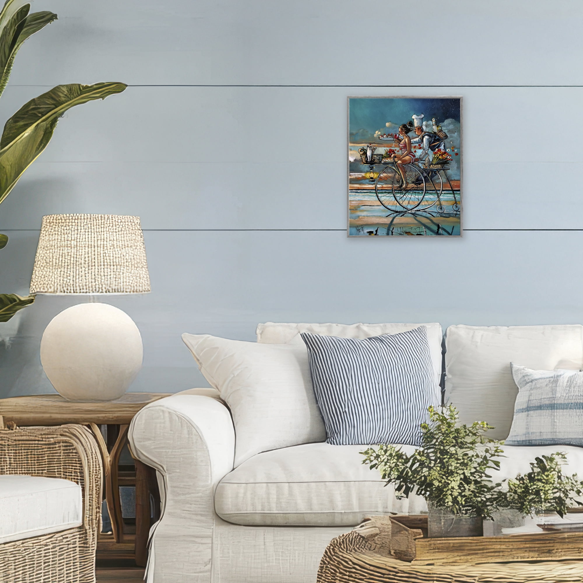 Stupell Industries Zaan's Dream Seaside Bicycle Ride Gray Framed Giclee Art, design by Ronald West