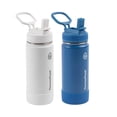 thumbnail image 1 of Set de 2 termos para botellas de acero inoxidable, 473 ml, color blanco/azul, 1 of 5