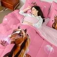 thumbnail image 4 of Homewish Animal Horse 7-Piece Twin Bedding Sets for Teens Boys Girls,Pink Brown Bedding Comforter Set,Rustic Farmhouse Breathable Sheet Sets,Ultra Soft Home Decor,Reversible, 4 of 8