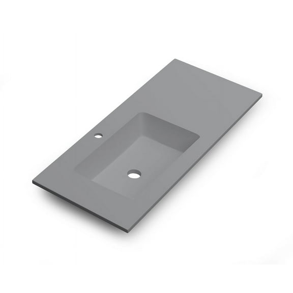 DAX Mara Solid Surface Basin with Left Single Bowl, 40", Matte Mist