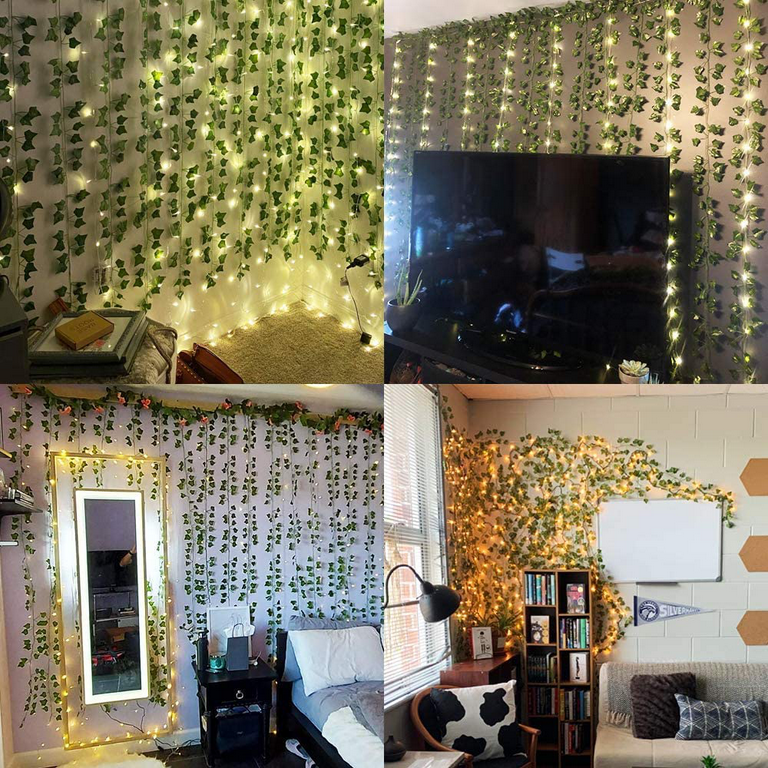 JPSOR 24pcs Fake Leaves Artificial Ivy Garland Greenery Vines for Bedroom  Decor Aesthetic Silk Ivy Vines for Room Wall Home Decoration