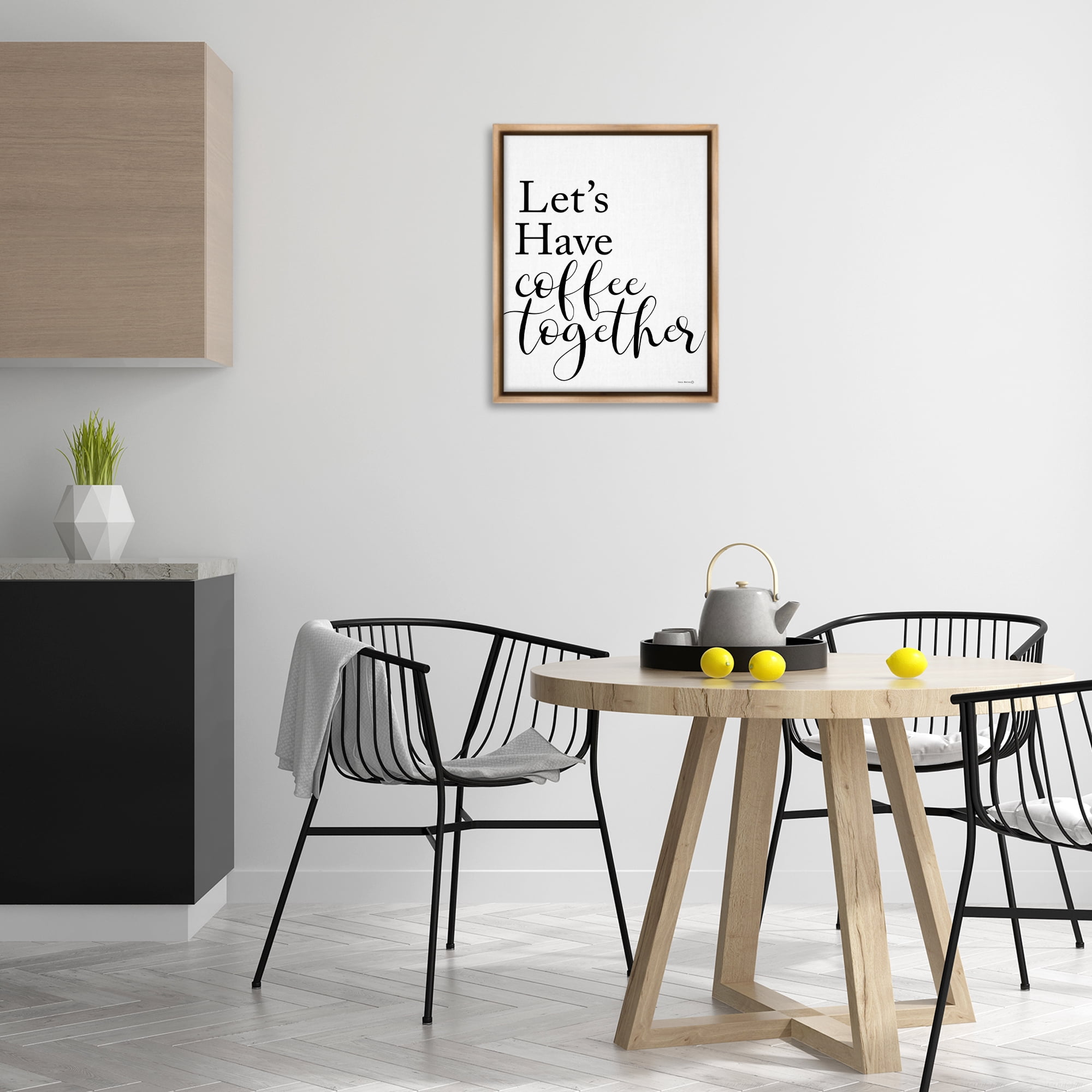 Stupell Industries Coffee Together Phrase Text & Numbers Painting Brown Floater Framed Canvas Art Print Wall Art, 17 x 21