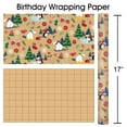 thumbnail image 3 of HOMERAL Christmas Wrapping Paper Roll - Kraft Gift Wrap with Christmas Tree, Penguin, Snowman and Snowflake - Perfect for Christmas - 17 Inch X 33 Feet, 3 of 7