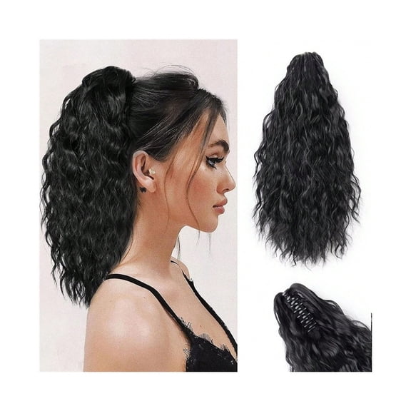 Claw Clip Ponytail Extension for Women 18" Long Corn Wavy Hair Extensions Fluffy Synthetic Ponytail Hairpiece