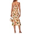 thumbnail image 3 of Vestido PRETTYGARDEN Floral Midi Sin Mangas con Fruncido Naranja Talla L, 3 of 6