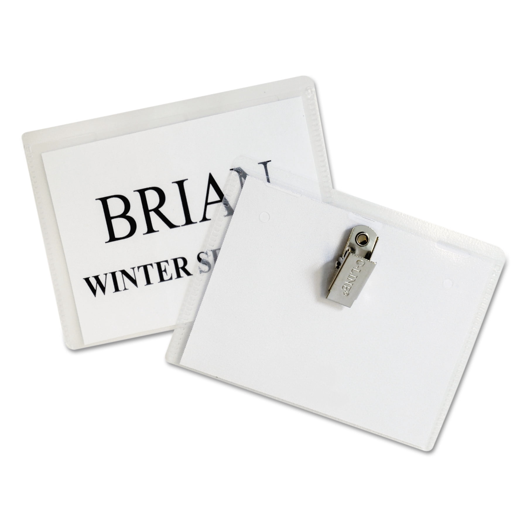 C-Line Name Badge Kits, Top Load, 4 x 3, Clear, Clip Style, 96/Box