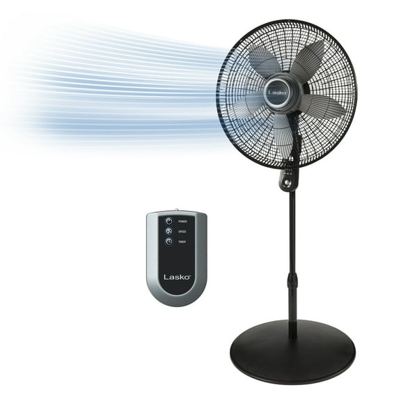 Lasko 20" 4-Speed Adjustable Remote Controlled Pedestal Fan, Black, S20620