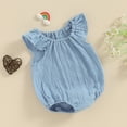 thumbnail image 3 of BemeyourBBs Baby Girl Bubble Romper Newborn Flying Sleeveless Bodysuit Solid Cotton Linen Jumpsuit 3 6 12 18 24 Month Clothes, 3 of 7