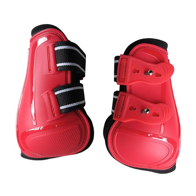 1 par de botas para caballos con tendones de salto para patas delanteras y traseras, protección segura para las patas. Pata trasera roja XL